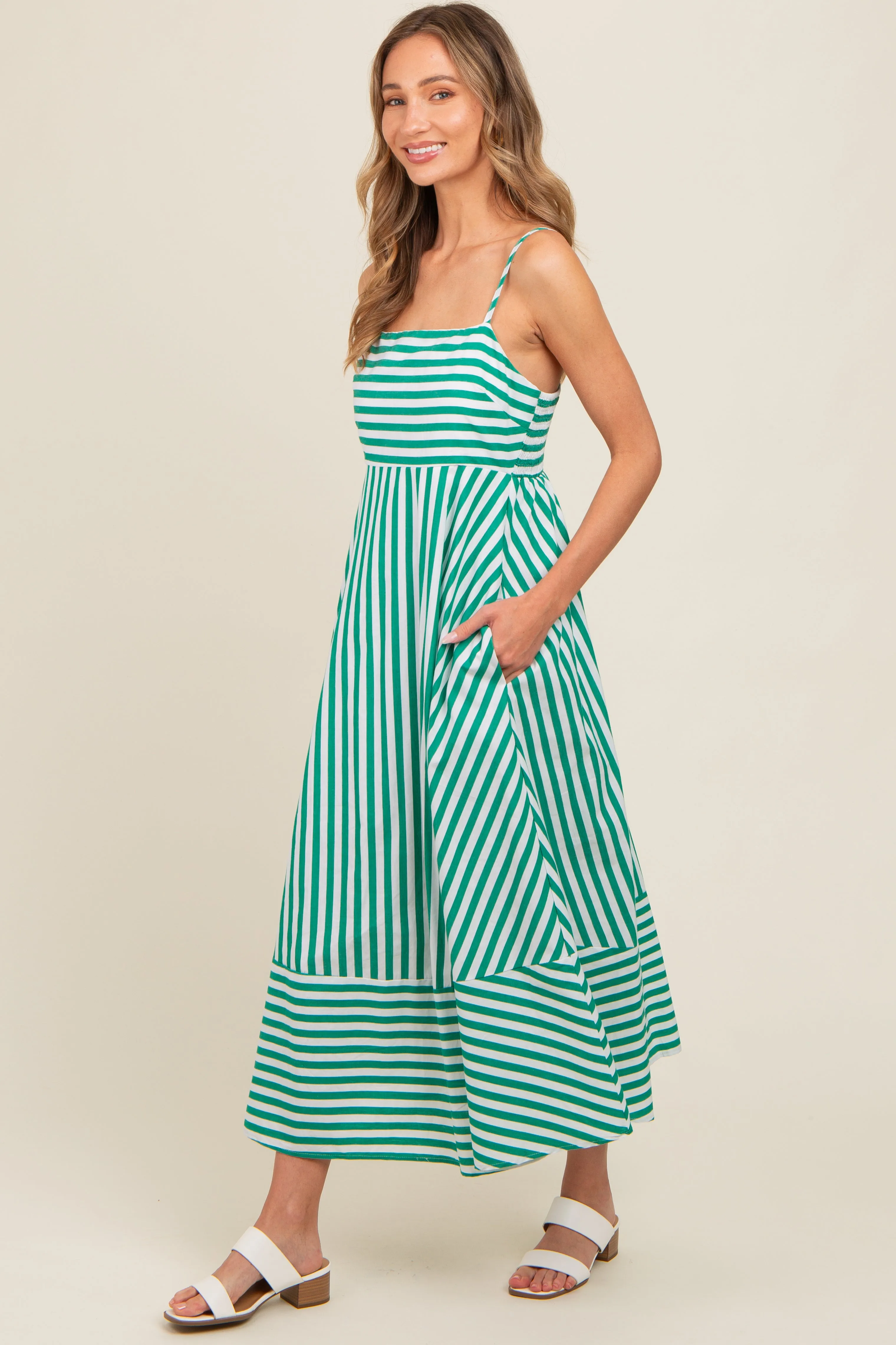 Green Contrast Stripe Midi Dress sold by Pinkblush product image thumbnail 3