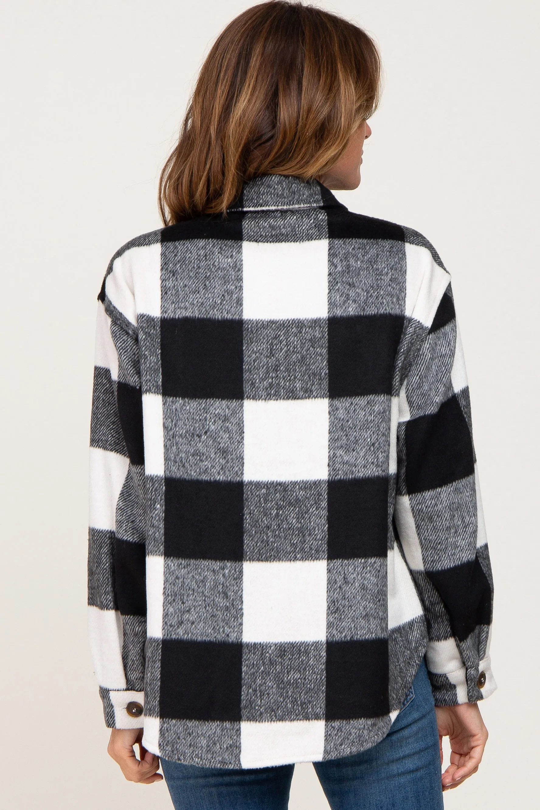 Black Plaid Knit Shirt Jacket sold by Pinkblush product image thumbnail 3