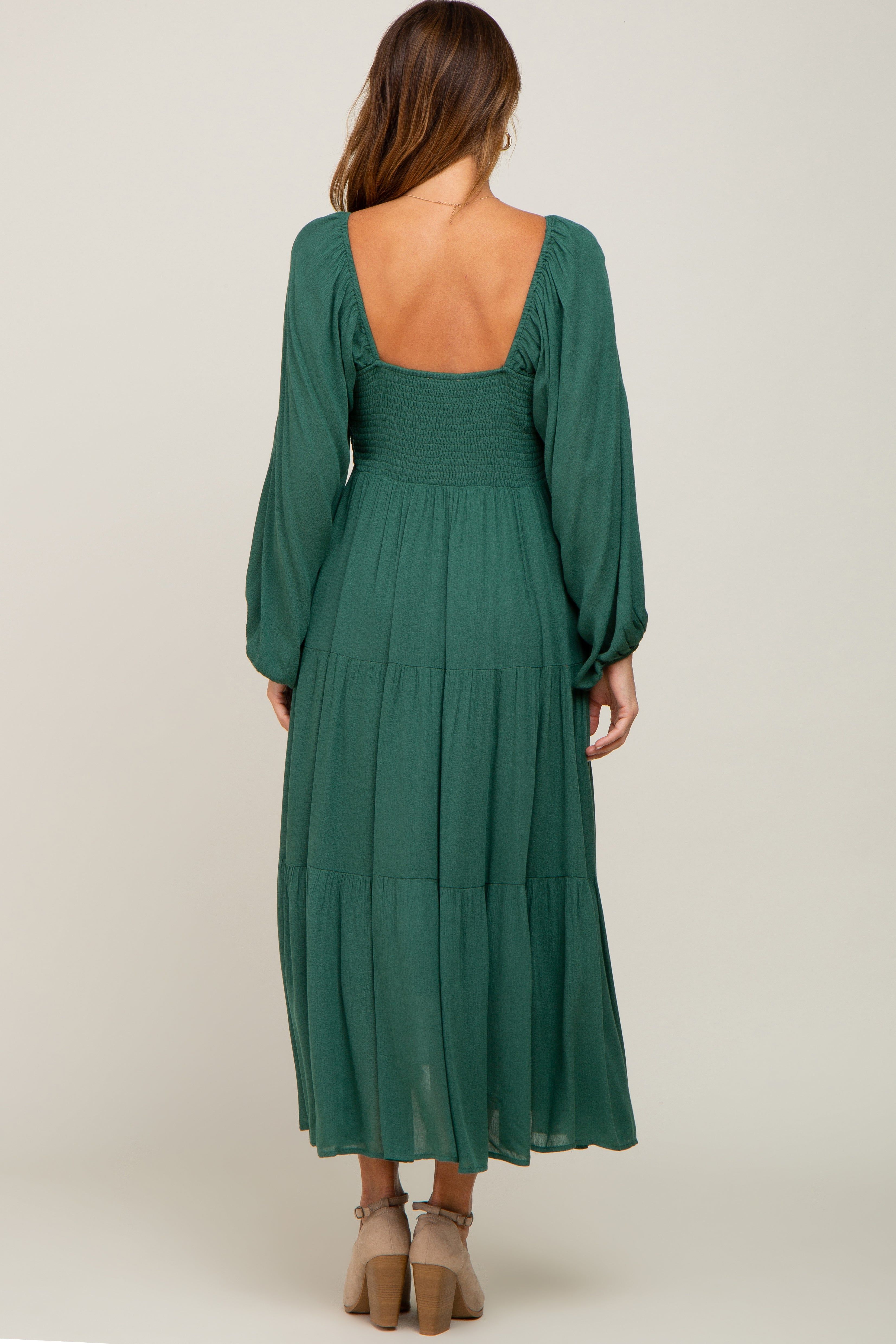 Forest Green Tiered Midi Dress sold by Pinkblush product image thumbnail 3