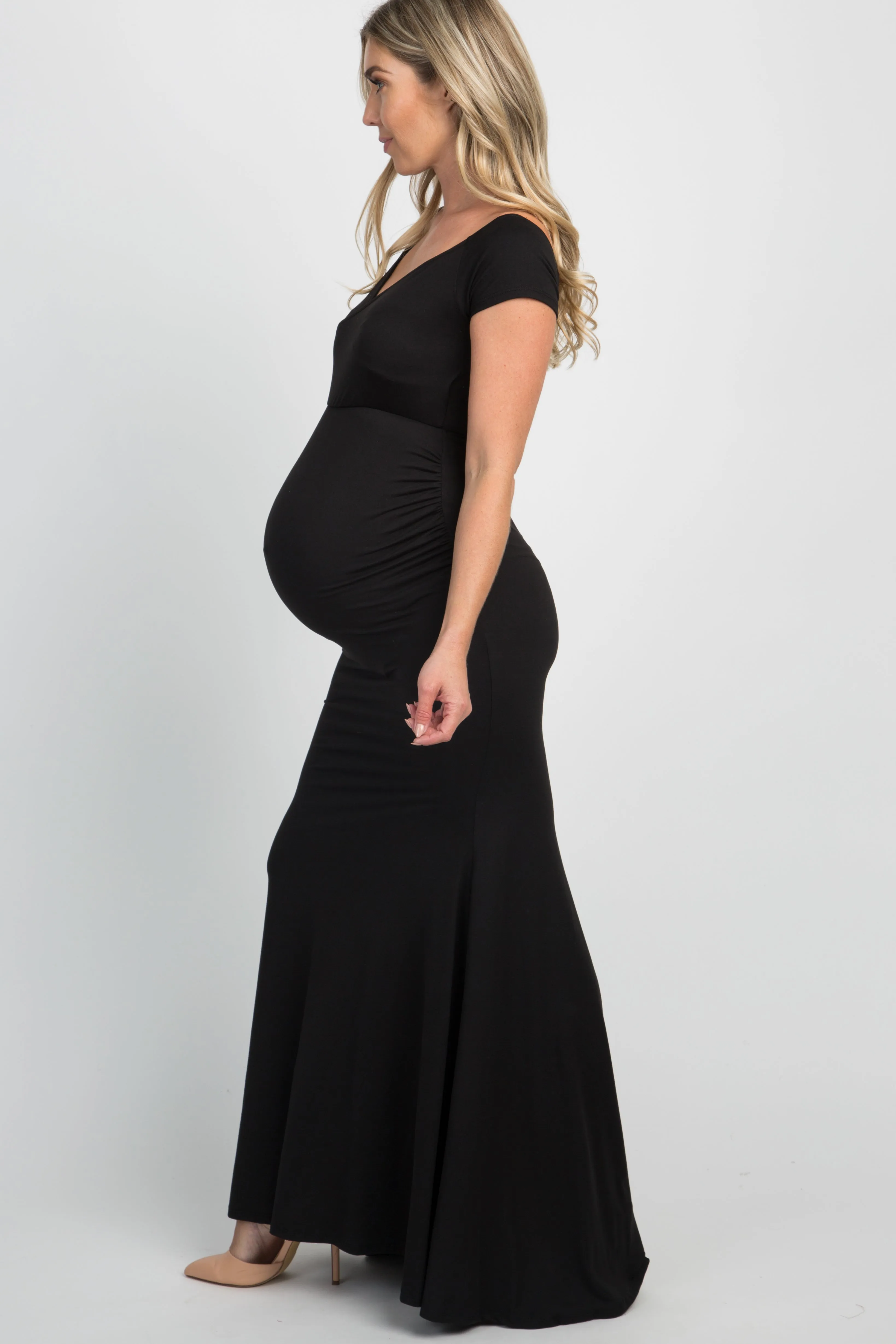 PinkBlush Black Off Shoulder Wrap Maternity Photoshoot Gown/Dress sold by Pinkblush product image thumbnail 2