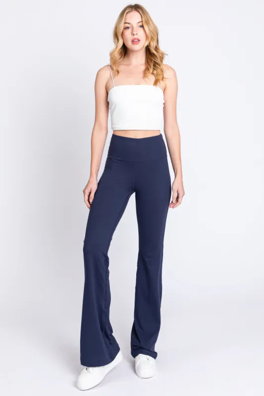 Navy Flared Leggings sold by Pinkblush