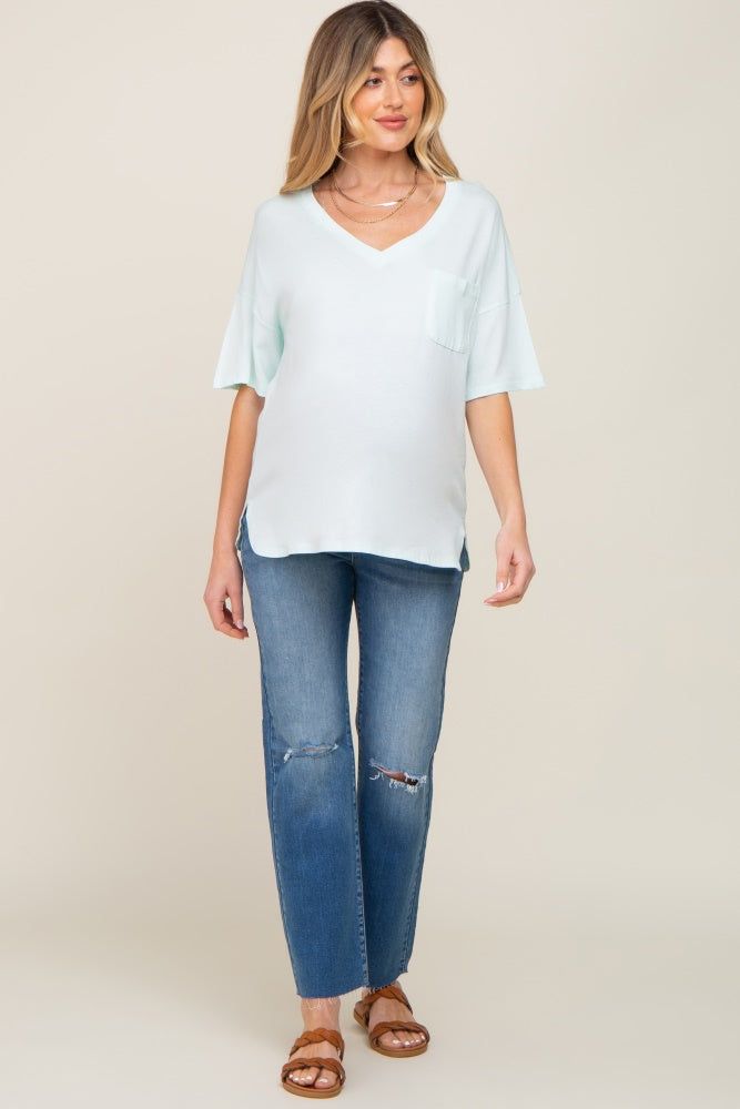 Mint Pocketed V-Neck Maternity Top sold by Pinkblush product image thumbnail 4