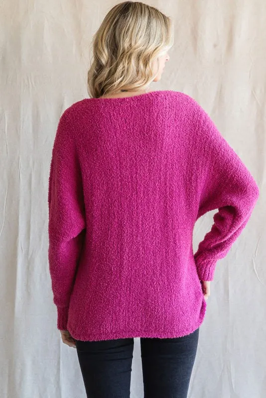 Magenta Fuzzy Knit Sweater sold by Pinkblush product image thumbnail 2