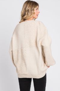 Cream Textured Checker Sweater sold by Pinkblush