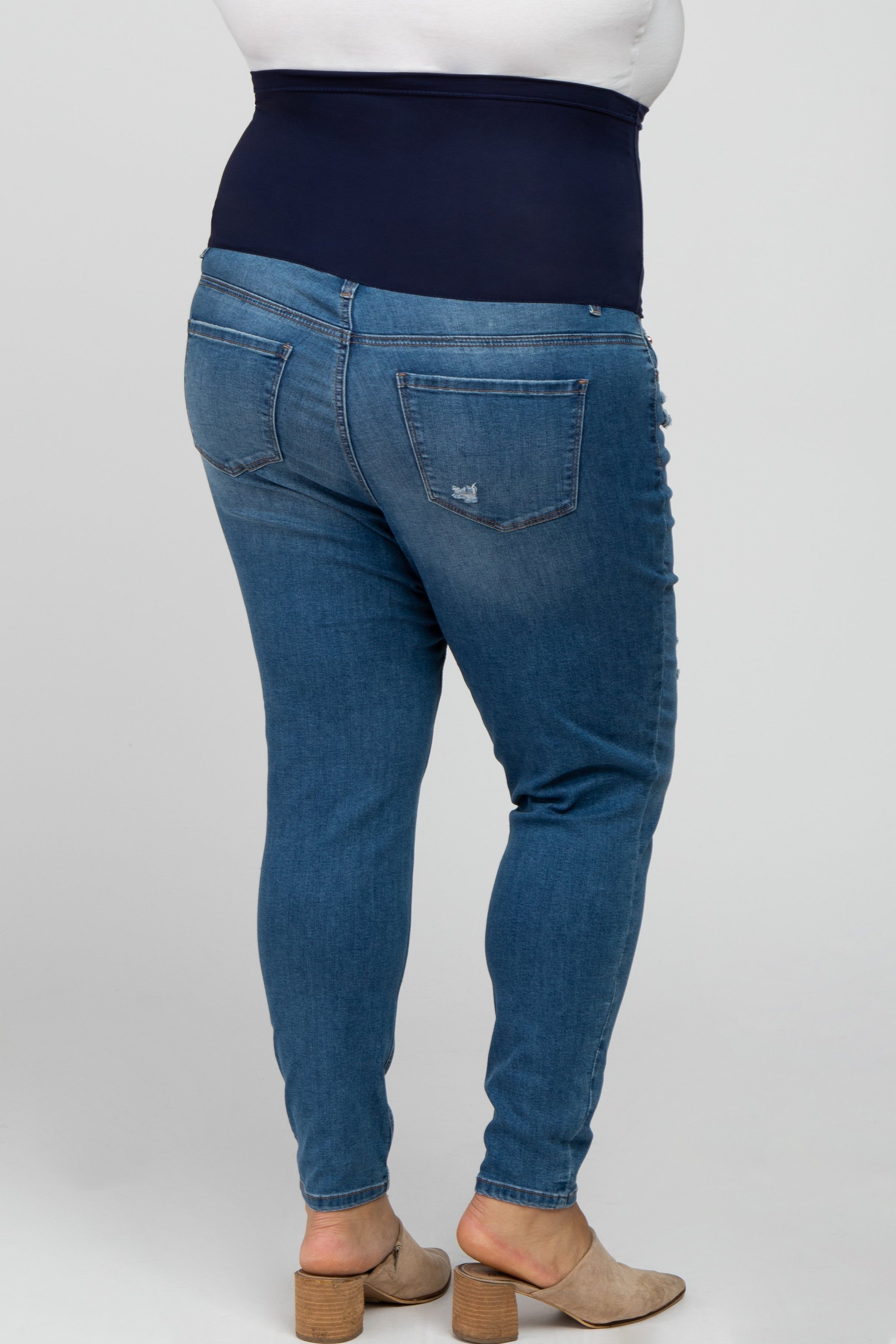Medium Wash Distressed Plus Maternity Jean sold by Pinkblush product image thumbnail 4