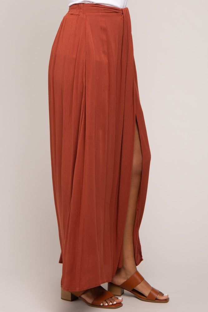 Rust Side Slit Maxi Skirt sold by Pinkblush product image thumbnail 3