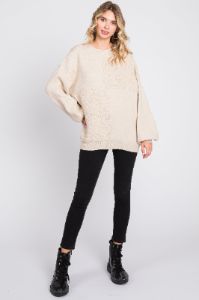 Cream Textured Checker Sweater sold by Pinkblush