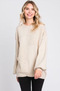 Cream Textured Checker Sweater sold by Pinkblush