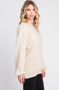 Cream Textured Checker Sweater sold by Pinkblush