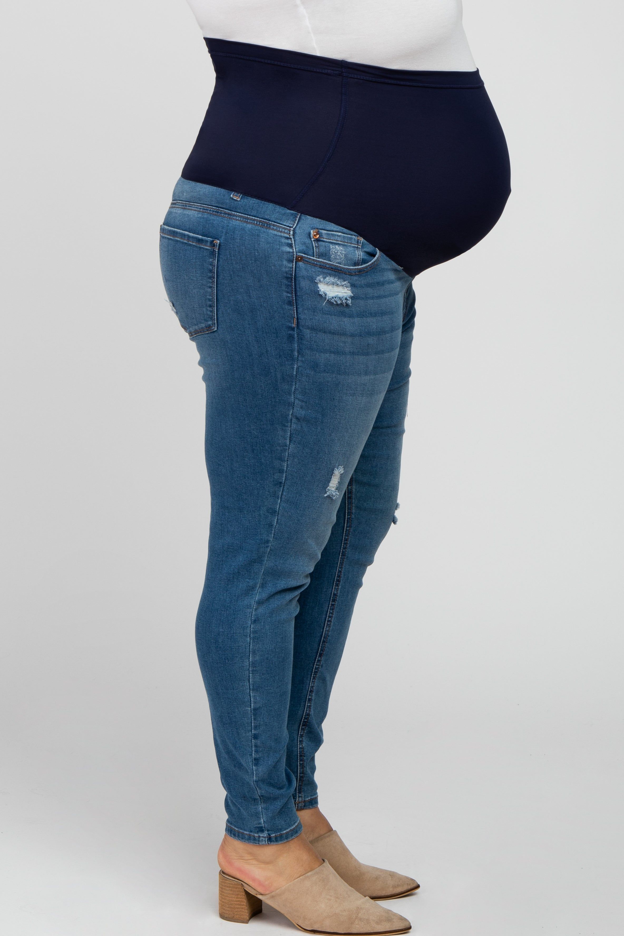Medium Wash Distressed Plus Maternity Jean sold by Pinkblush product image thumbnail 3