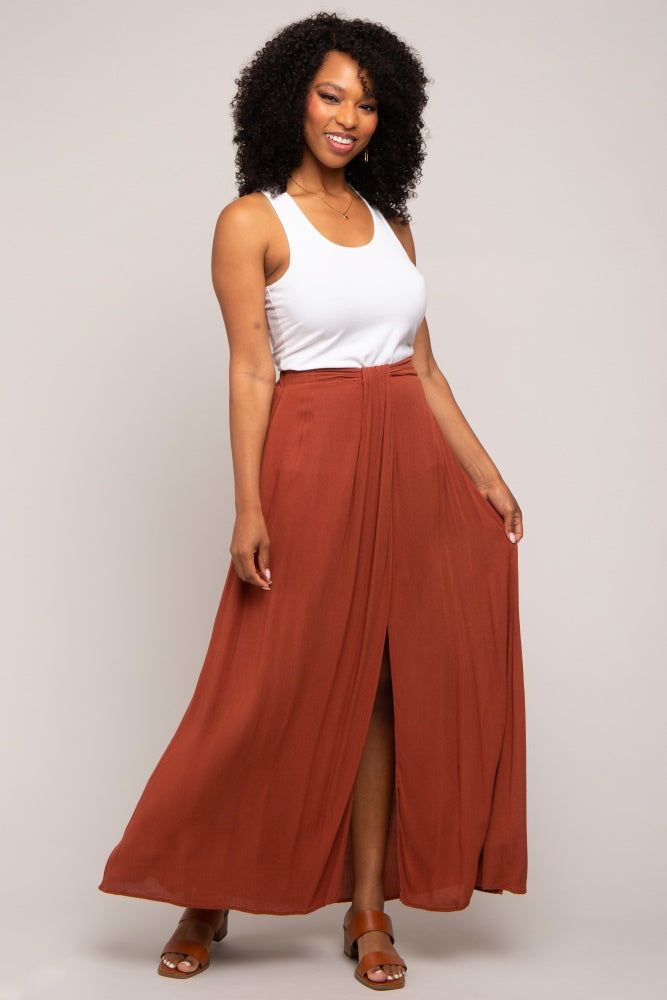 Rust Side Slit Maxi Skirt sold by Pinkblush product image thumbnail 5