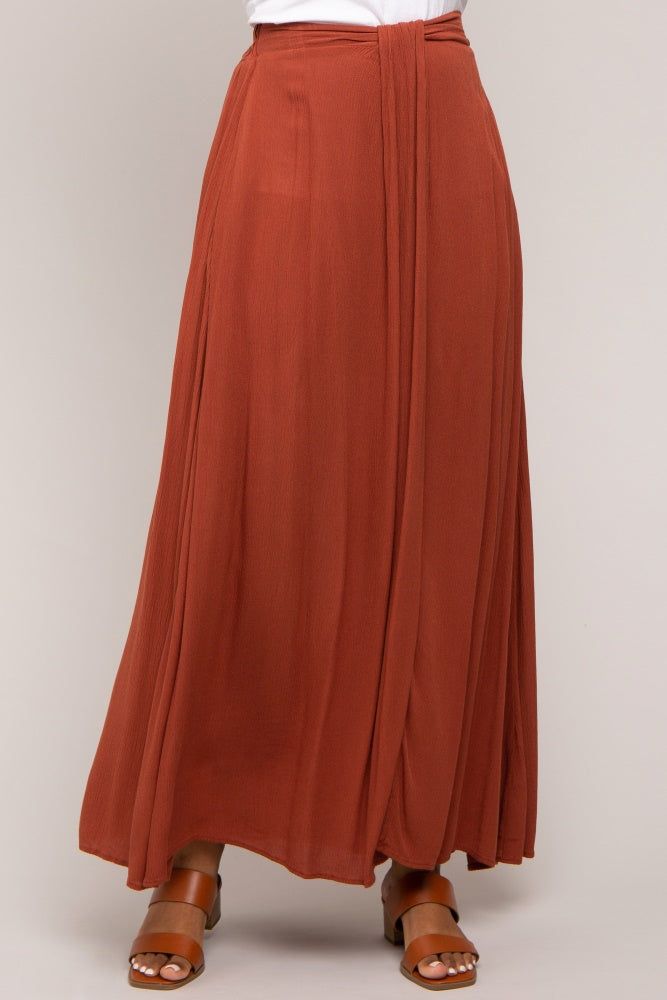 Rust Side Slit Maxi Skirt sold by Pinkblush product image thumbnail 2