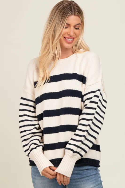 Navy Mixed Striped Knit Sweater sold by Pinkblush