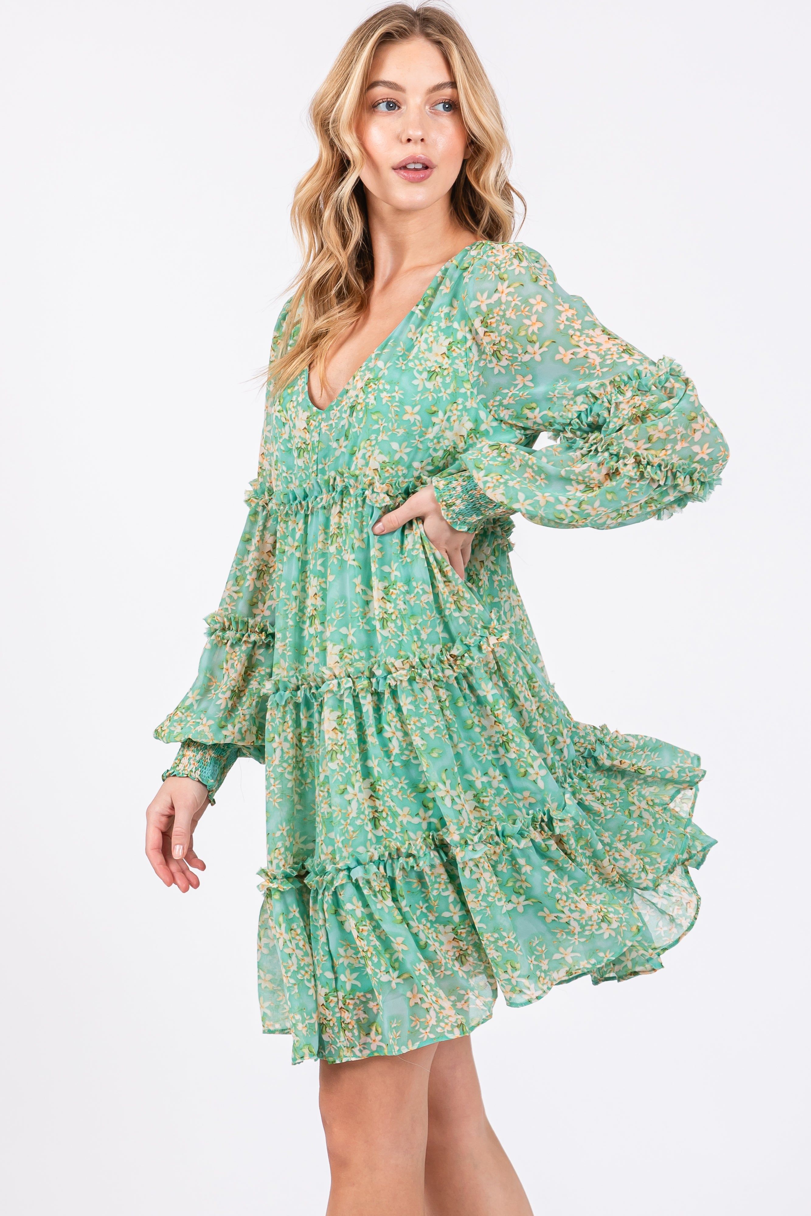 Jade Floral Ruffle Tiered Dress sold by Pinkblush product image thumbnail 2