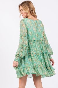 Jade Floral Ruffle Tiered Dress sold by Pinkblush