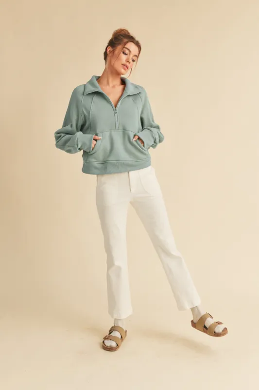 Pale Blue Half-Zip Hoodie sold by Pinkblush