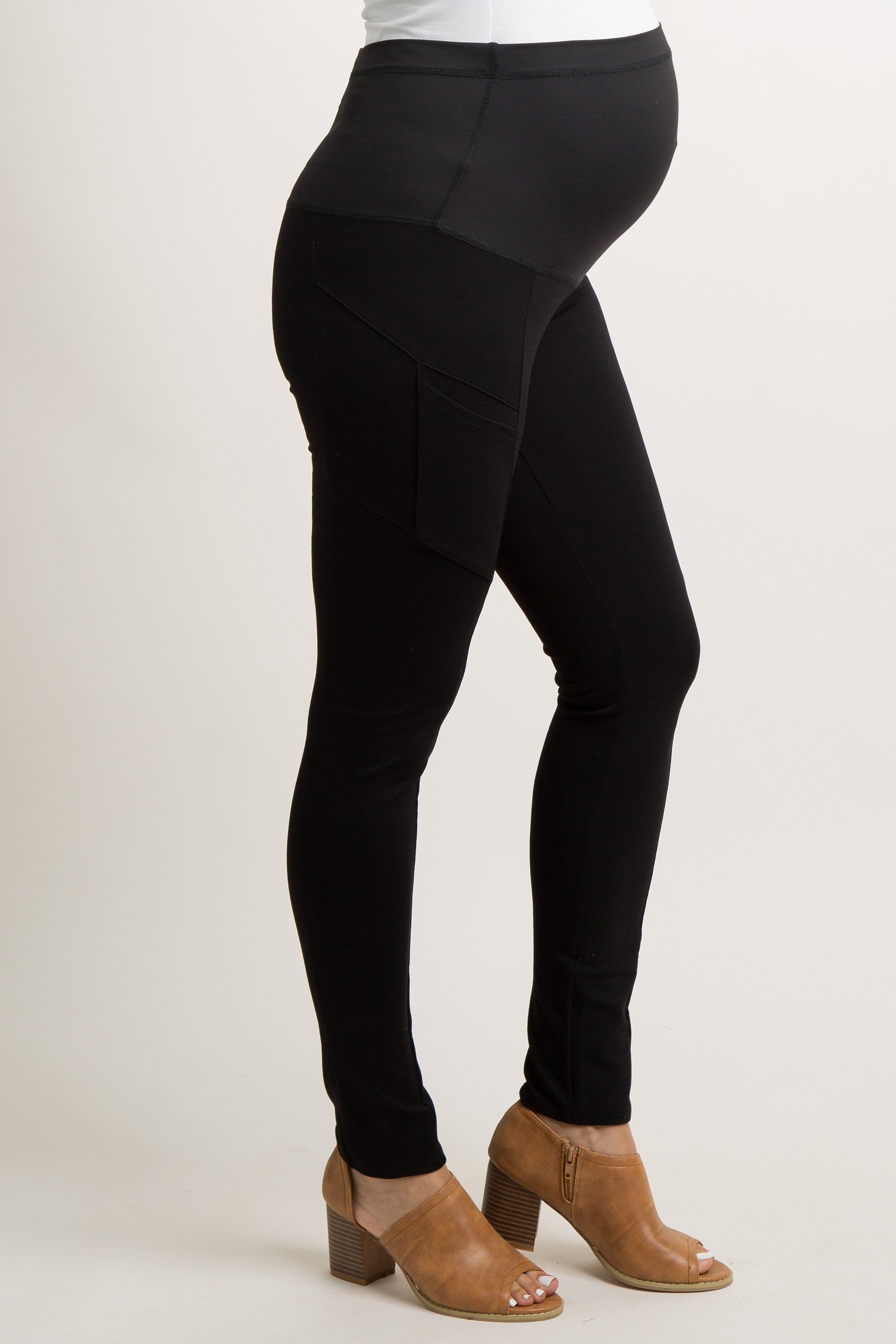 Black Top Stitch Side Pocket Maternity Leggings sold by Pinkblush product image thumbnail 3