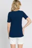 Navy Blue Ribbed Wrap Front Nursing Top sold by Pinkblush