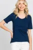 Navy Blue Ribbed Wrap Front Nursing Top sold by Pinkblush