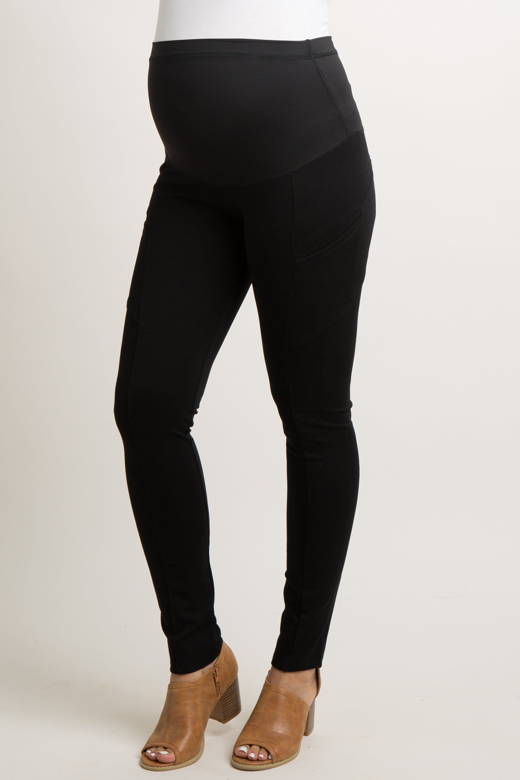 Black Top Stitch Side Pocket Maternity Leggings sold by Pinkblush product image thumbnail 2