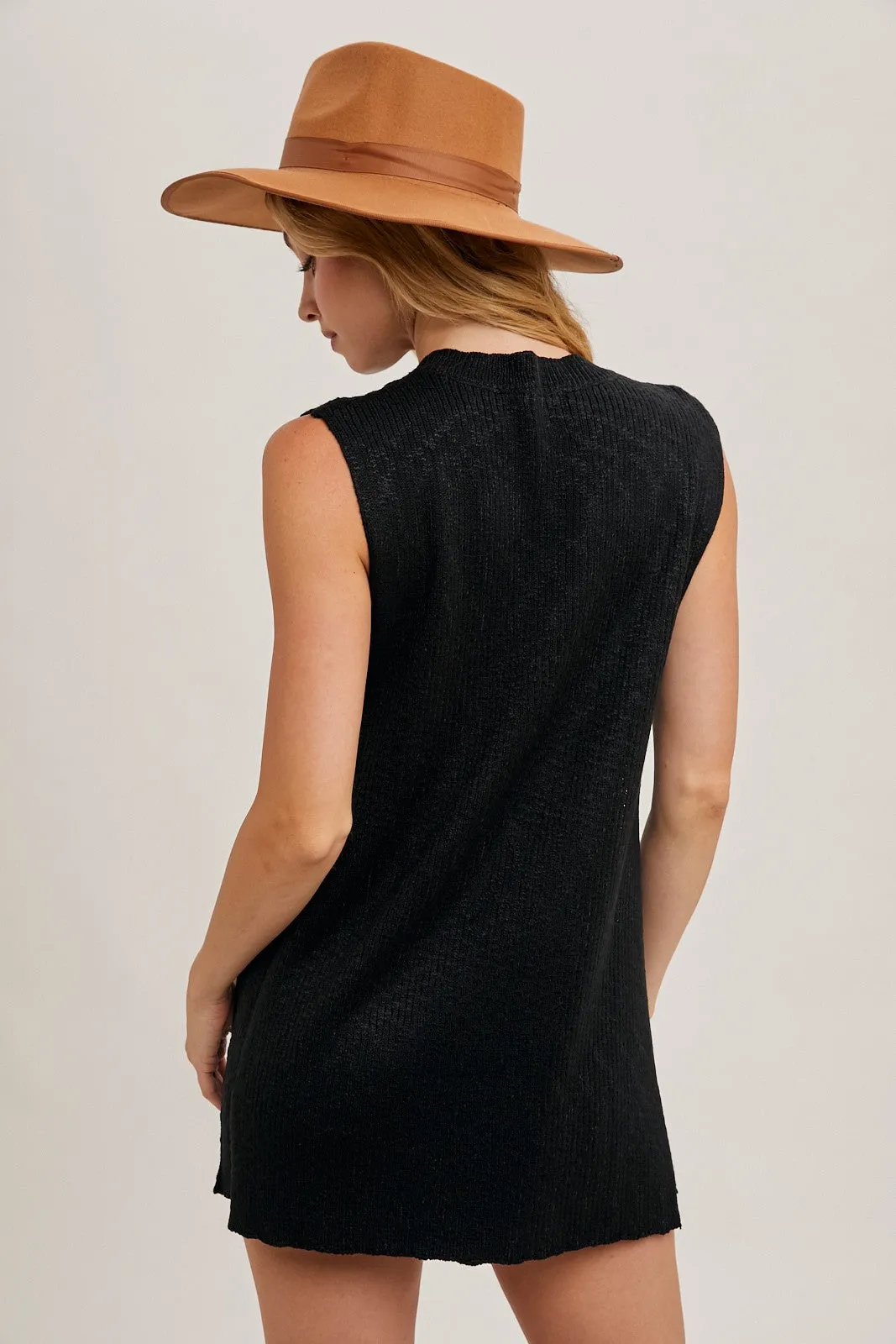 Black Sleeveless Side Slit & Short Knit Sweater Set sold by Pinkblush product image thumbnail 5
