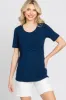 Navy Blue Ribbed Wrap Front Nursing Top sold by Pinkblush