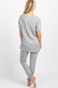 PinkBlush Heather Grey Striped Pocket Front Pajama Set sold by Pinkblush