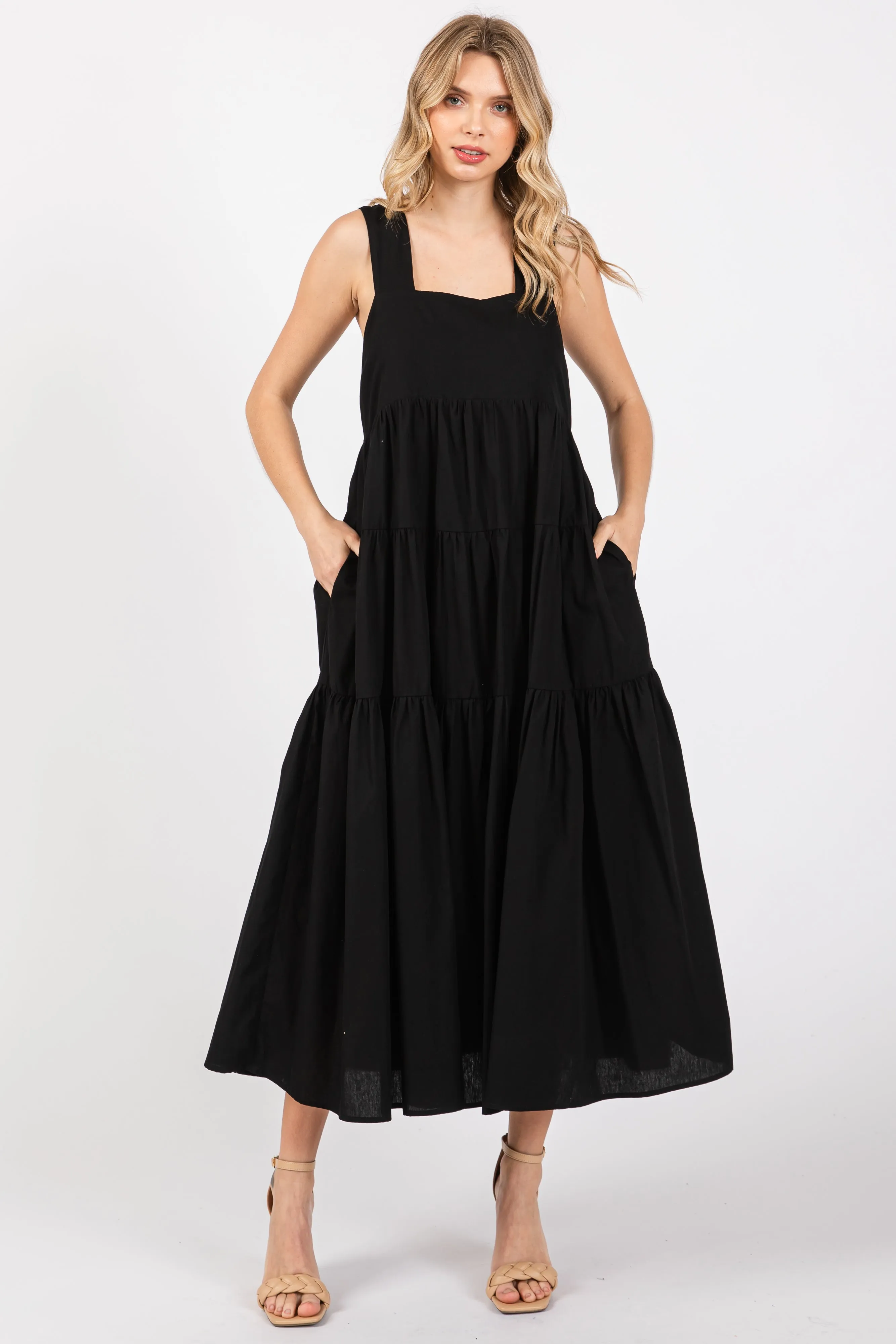 Black Tiered Maxi Dress sold by Pinkblush