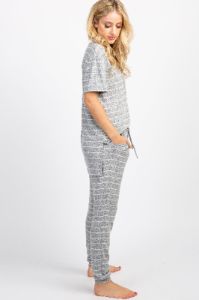 PinkBlush Heather Grey Striped Pocket Front Pajama Set sold by Pinkblush