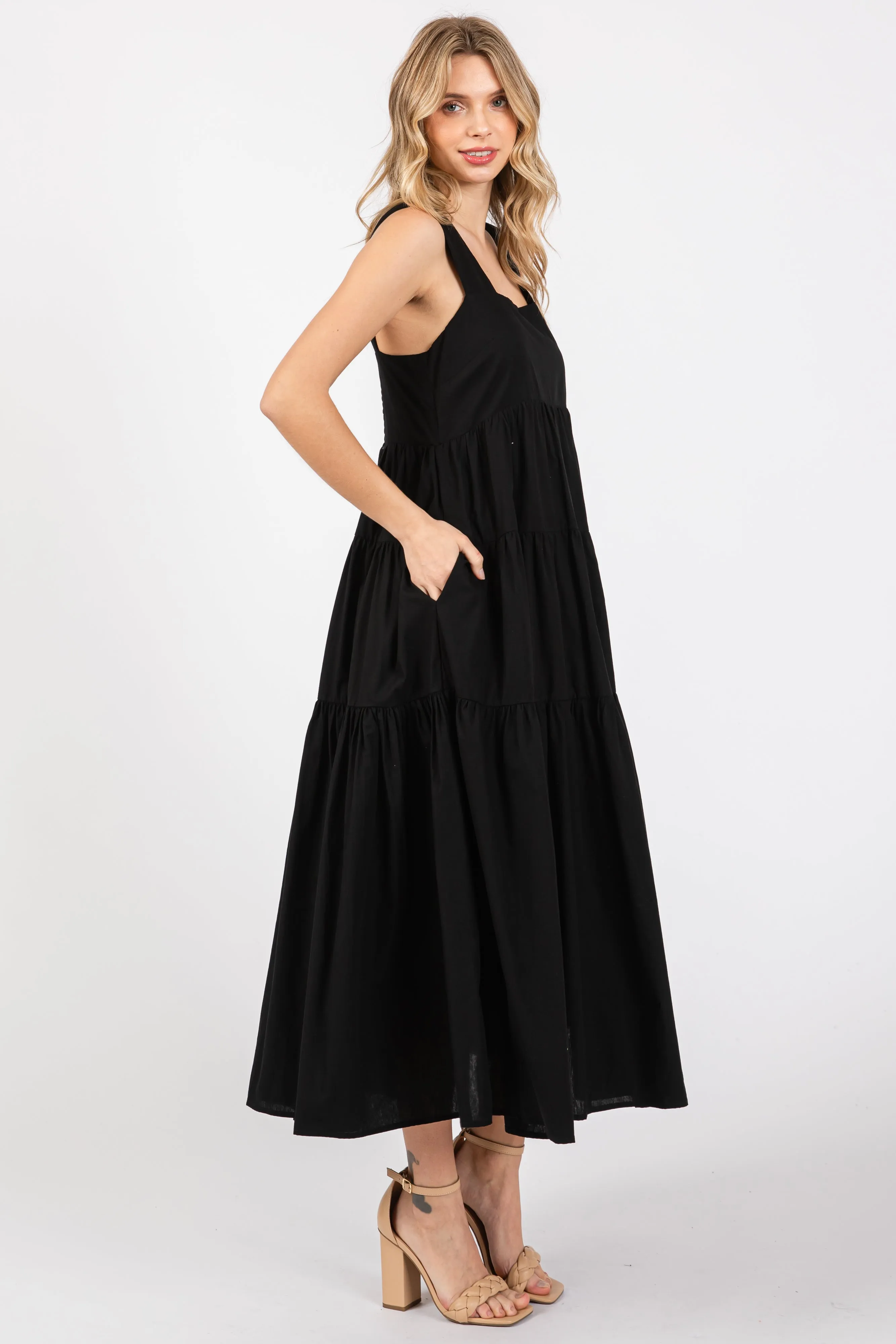 Black Tiered Maxi Dress sold by Pinkblush product image thumbnail 2