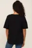 Black Oversized V-Neck Cuffed Short Sleeve Tee sold by Pinkblush