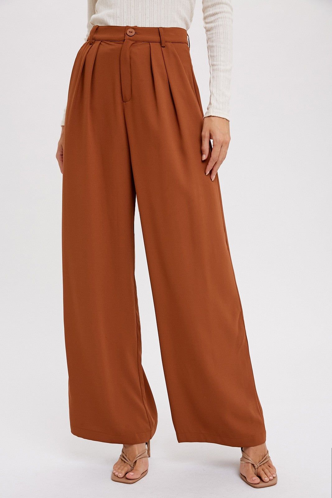 Hazelnut Pintuck Wide Leg Pants sold by Pinkblush product image thumbnail 3