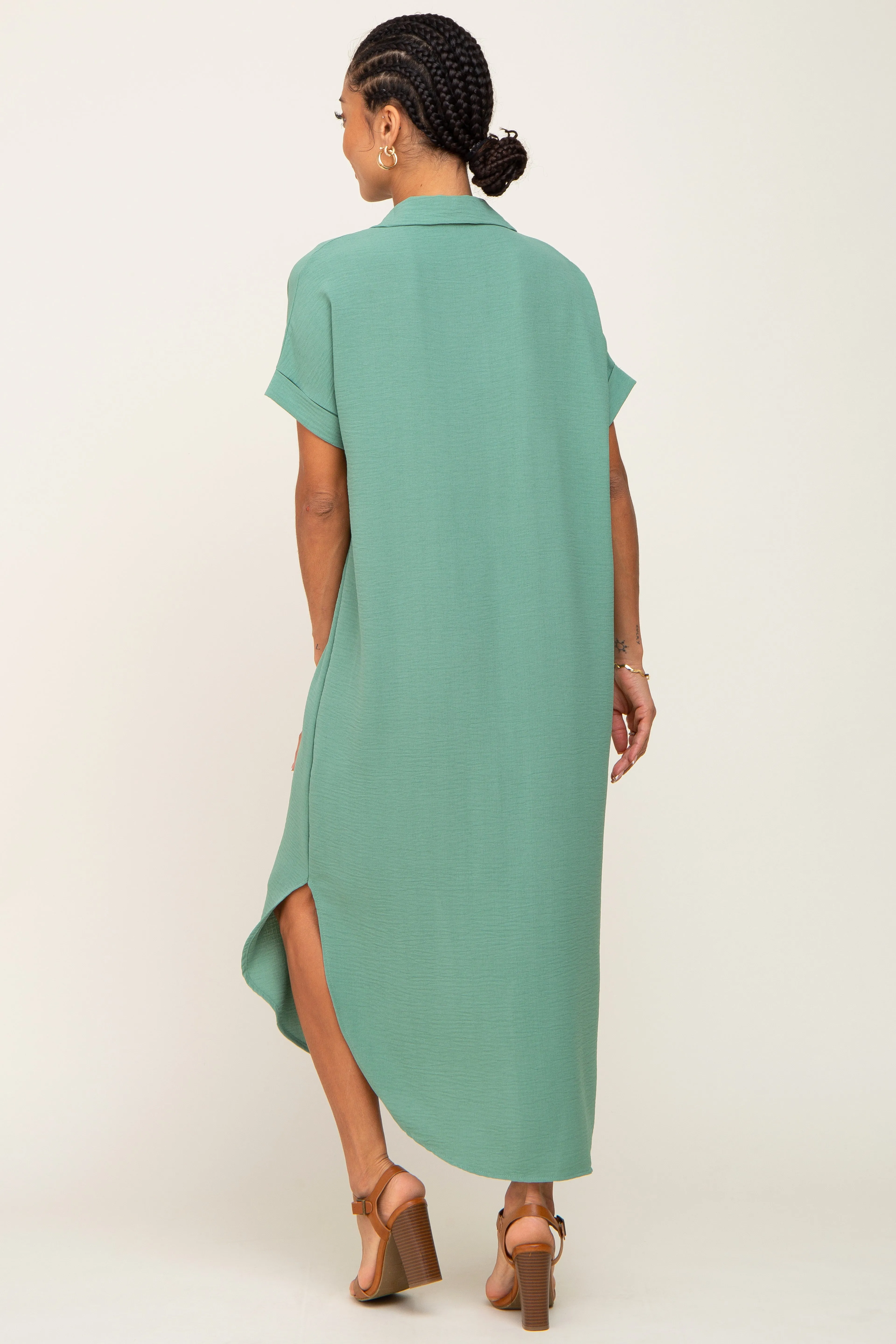 Green Button Down Hi Low Maxi Dress sold by Pinkblush product image thumbnail 3