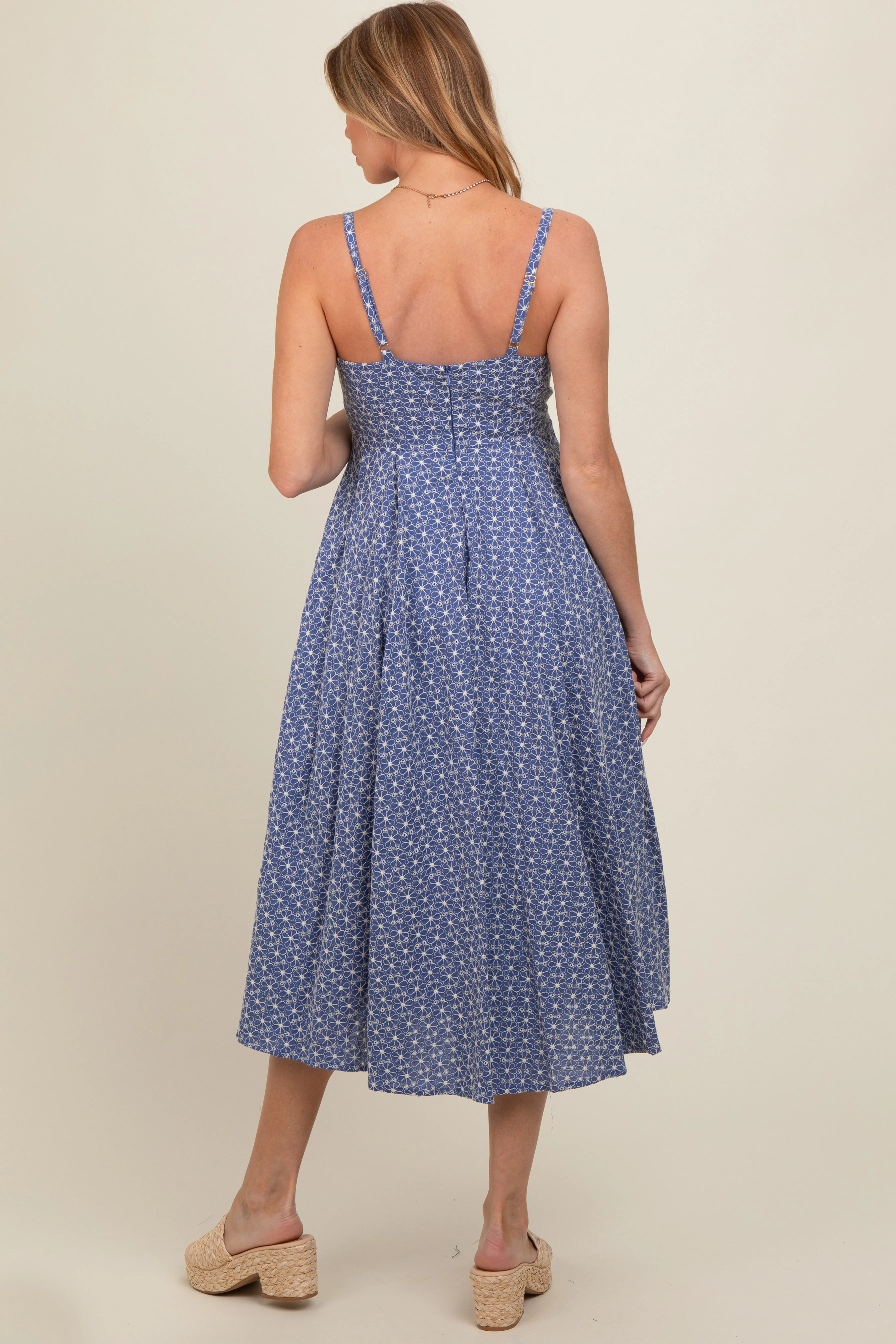 Periwinkle Floral Embroidered Maternity Maxi Dress sold by Pinkblush product image thumbnail 3