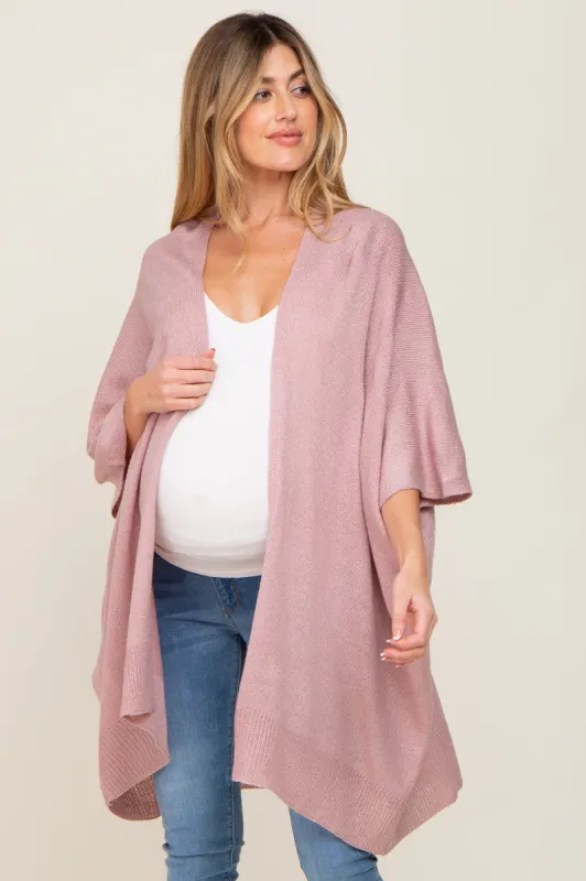 Mauve Knit Open Front Maternity Cardigan sold by Pinkblush