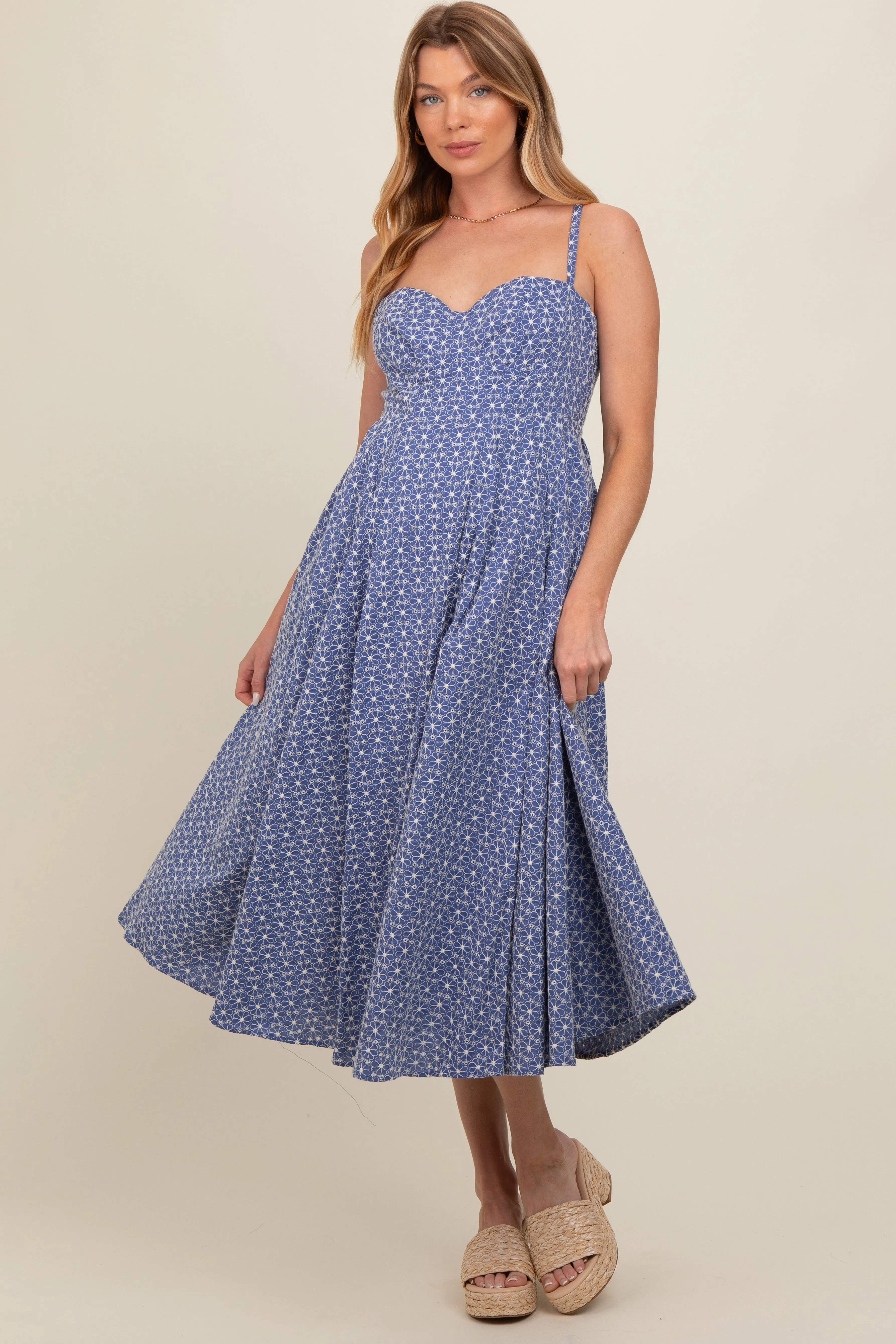 Periwinkle Floral Embroidered Maternity Maxi Dress sold by Pinkblush product image thumbnail 2