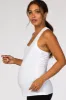 White Solid Active Racerback Maternity Tank Top sold by Pinkblush