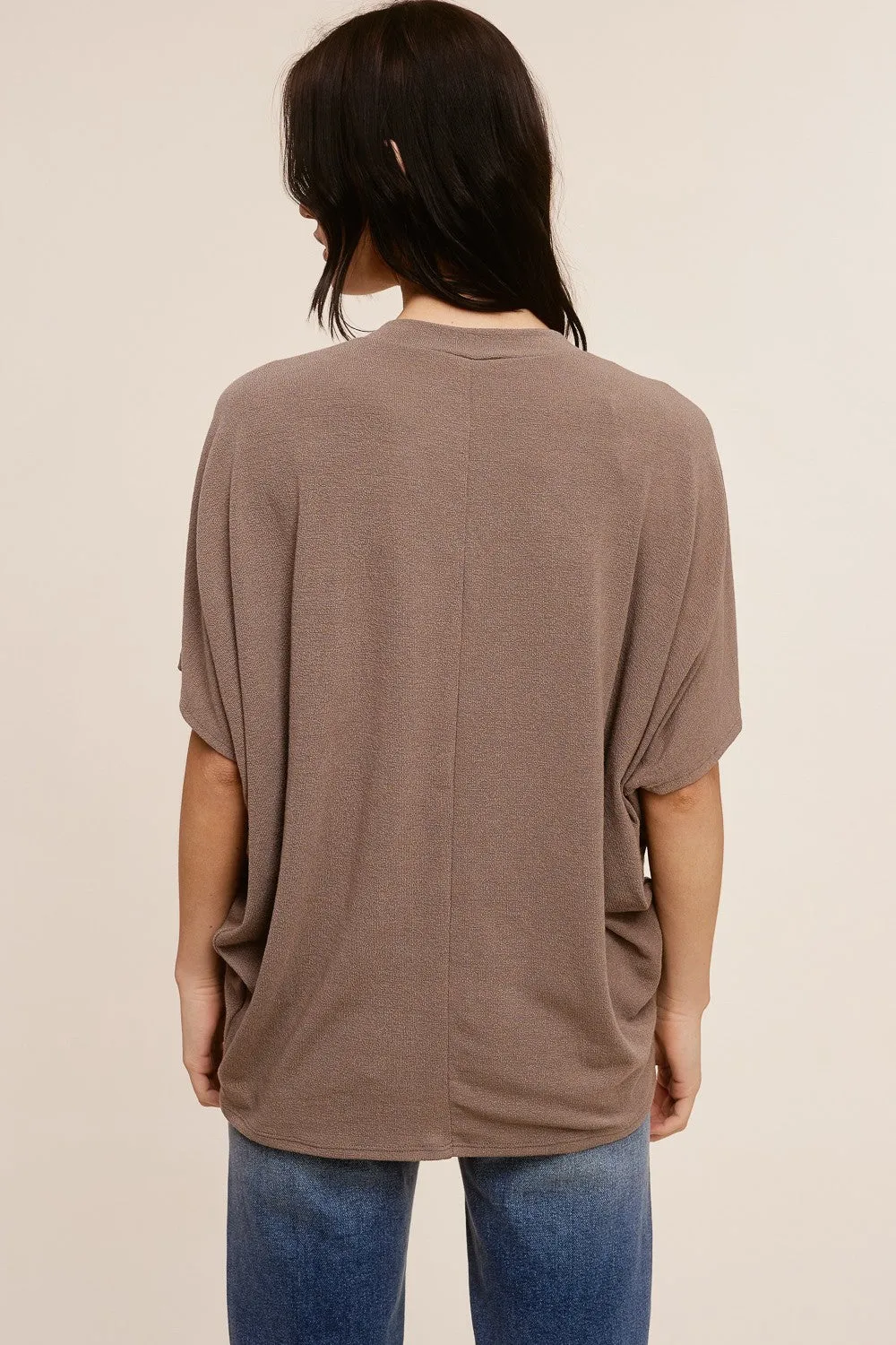 Mocha V-Neck Crepe Knit Top sold by Pinkblush product image thumbnail 4