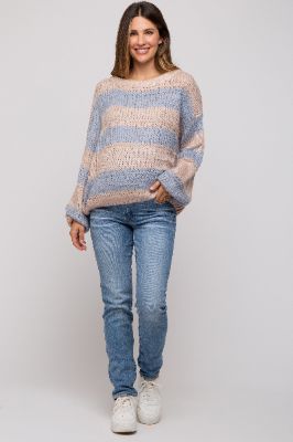 Light Blue Striped Knit Maternity Sweater sold by Pinkblush