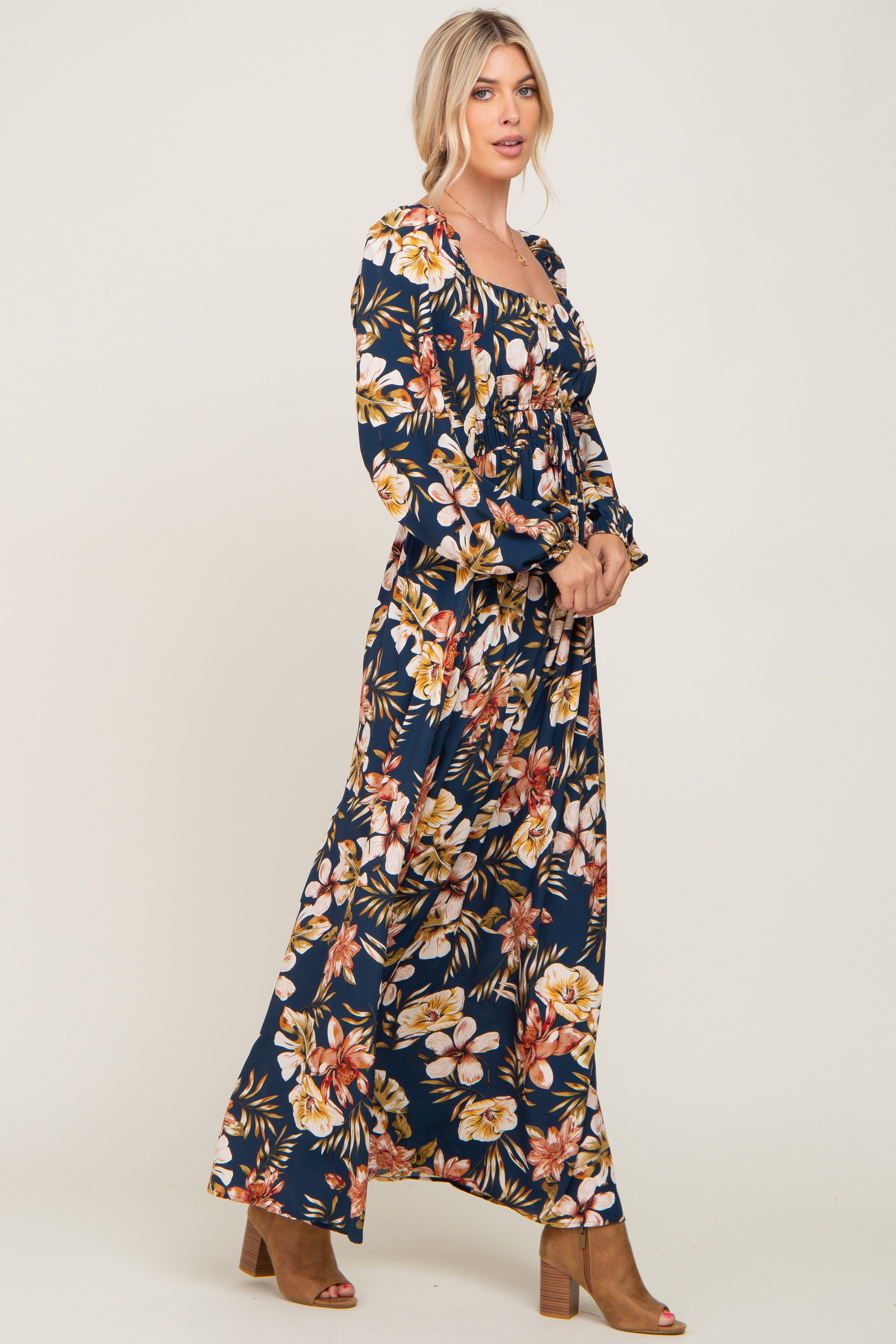Navy Tropical Floral Maxi Dress sold by Pinkblush product image thumbnail 2