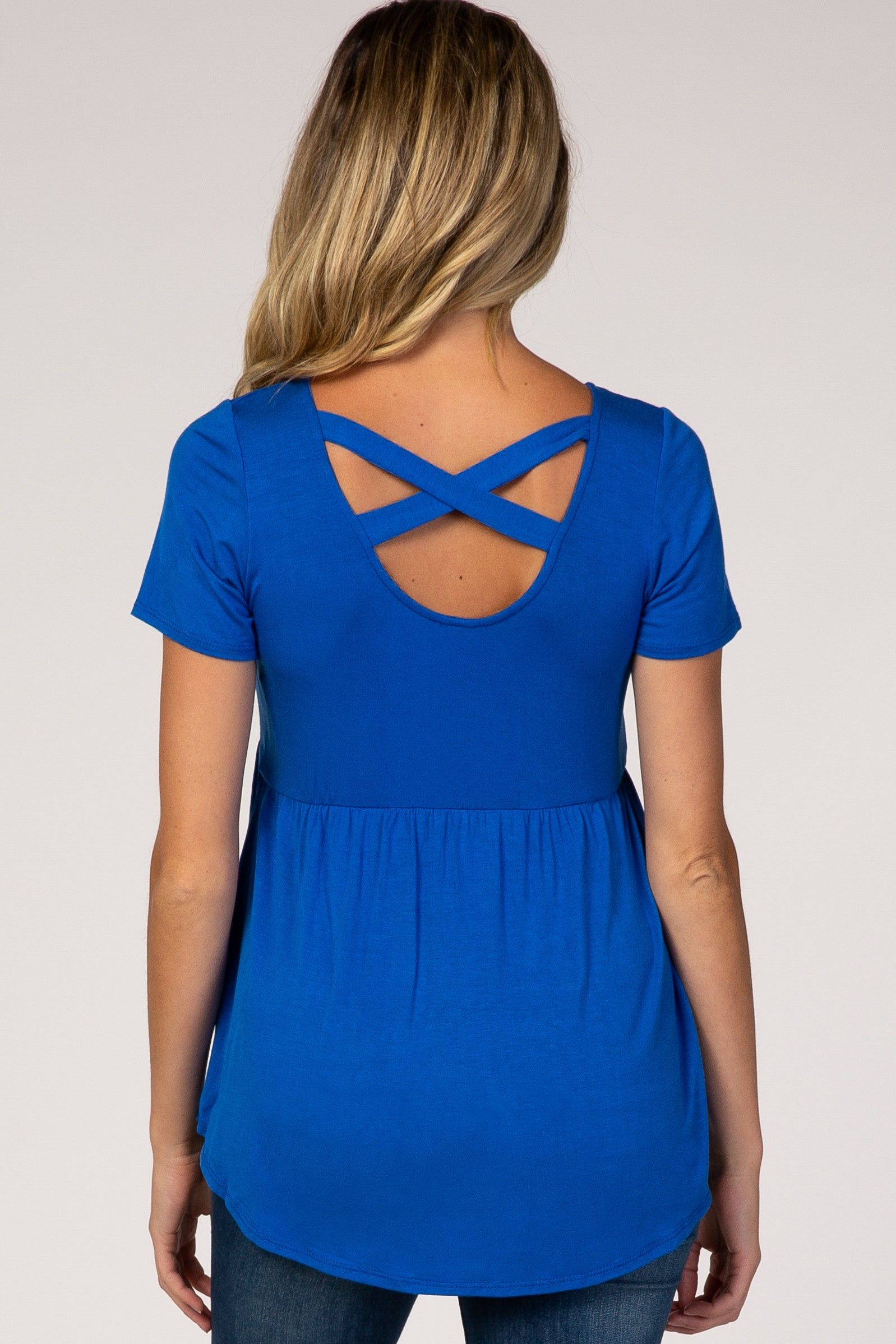 PinkBlush Blue Cross Back Maternity Top sold by Pinkblush product image thumbnail 4