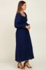 Navy Gauze Smocked Midi Dress sold by Pinkblush