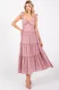 Pink Textured Tiered Maternity Midi Dress sold by Pinkblush