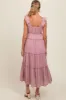 Pink Textured Tiered Maternity Midi Dress sold by Pinkblush