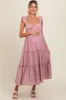 Pink Textured Tiered Maternity Midi Dress sold by Pinkblush