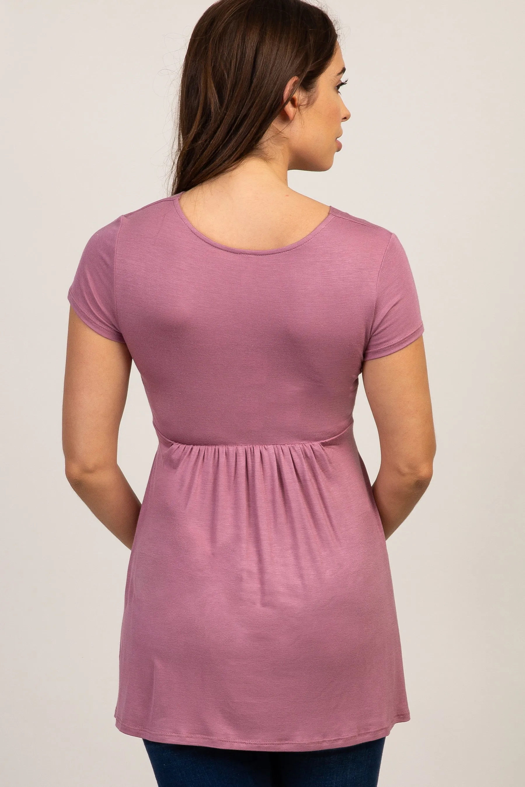 PinkBlush Mauve Draped Front Maternity/Nursing Top sold by Pinkblush product image thumbnail 3
