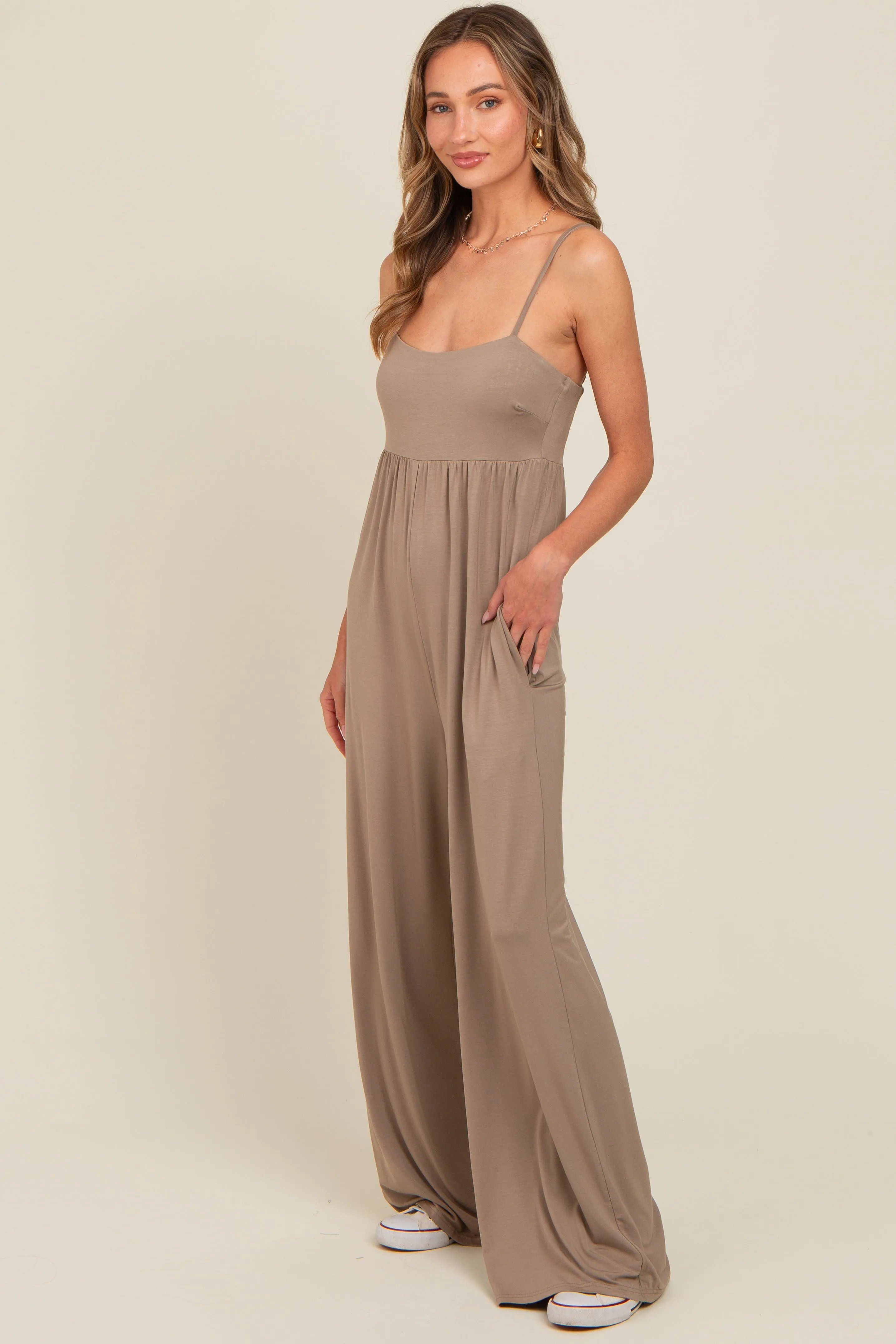 Mocha Wide Leg Jumpsuit sold by Pinkblush product image thumbnail 2