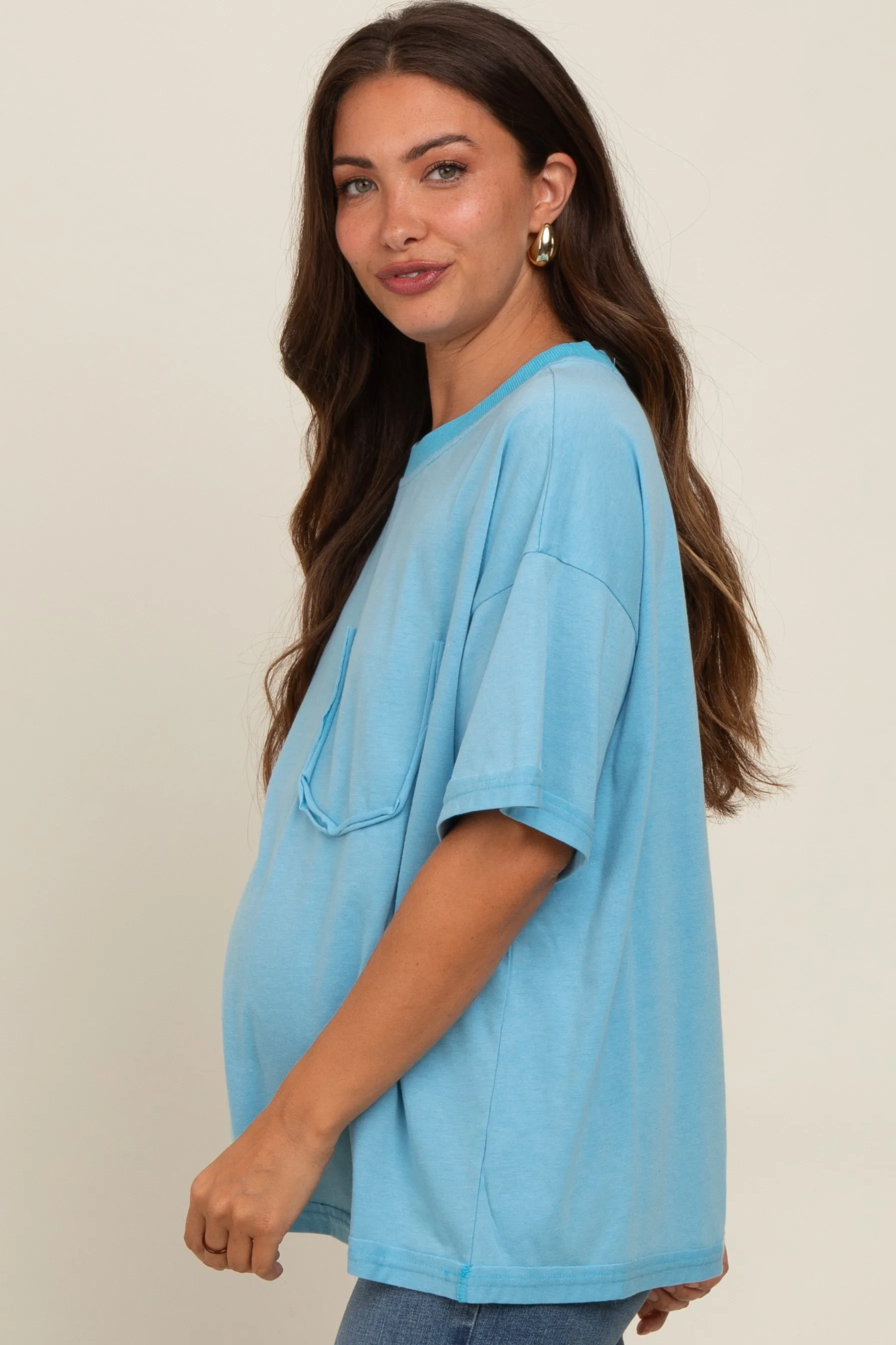Blue Vintage Wash Oversized Maternity Tee sold by Pinkblush product image thumbnail 3