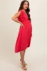 Coral Flutter Sleeve Waist Tie Maternity Nursing Dress sold by Pinkblush