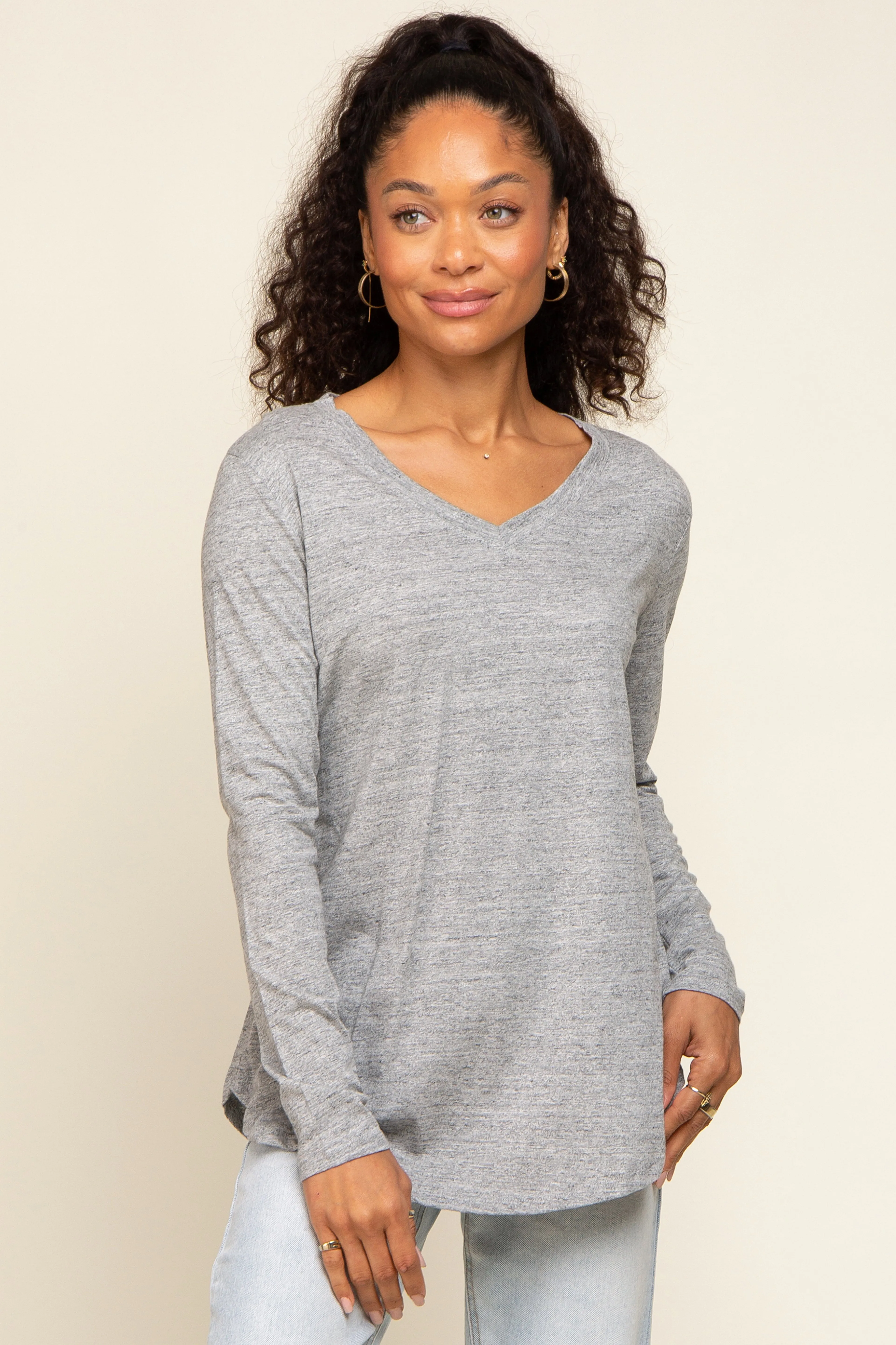 Heather Grey Long Sleeve Maternity Top sold by Pinkblush product image thumbnail 5